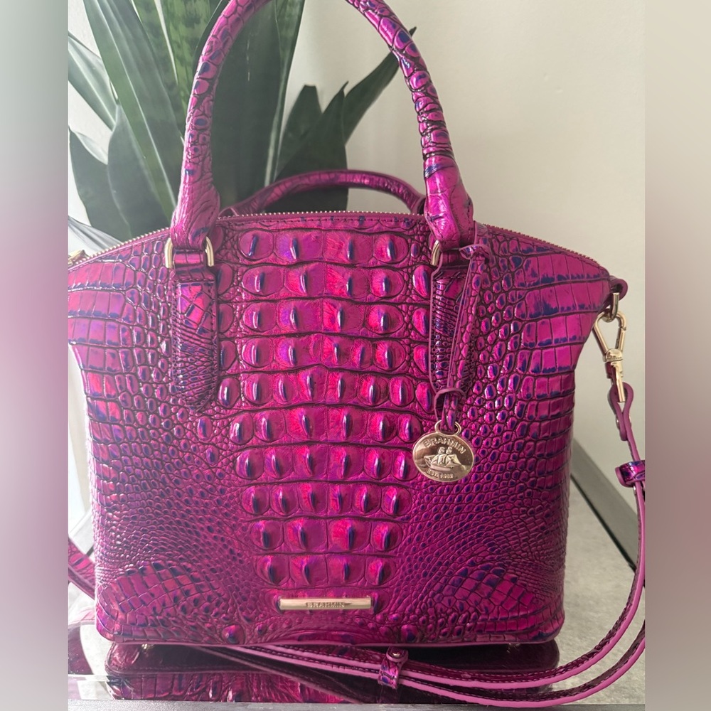 BEAUTIFUL Brahmin Duxbury Voltage Violet  Croc-Embossed Leather Satchel